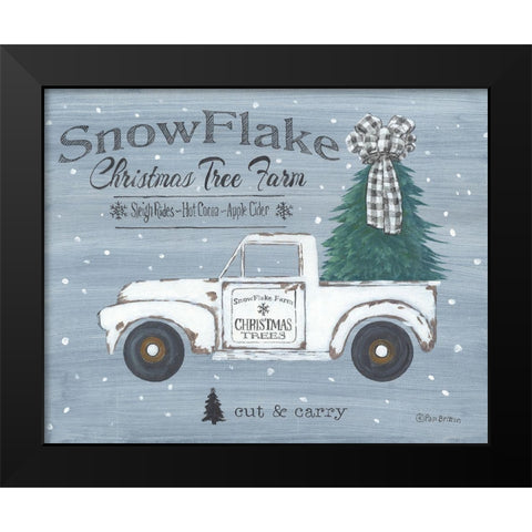 Snowflake Christmas Tree Farm Black Modern Wood Framed Art Print by Britton, Pam