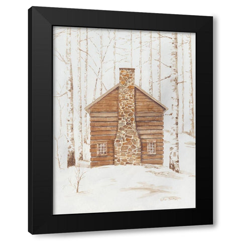 Wintery Cabin Black Modern Wood Framed Art Print by Britton, Pam