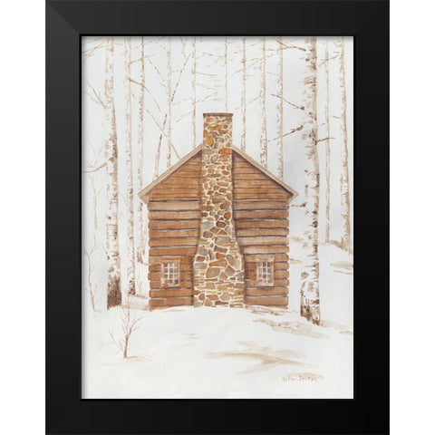 Wintery Cabin Black Modern Wood Framed Art Print by Britton, Pam