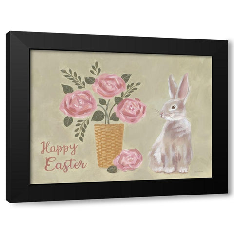 Happy Easter Basket Black Modern Wood Framed Art Print with Double Matting by Britton, Pam