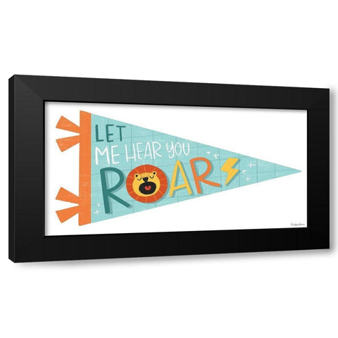 Roar Pennant Black Modern Wood Framed Art Print with Double Matting by Lady Louise Designs
