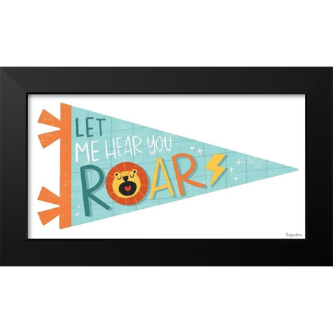 Roar Pennant Black Modern Wood Framed Art Print by Lady Louise Designs
