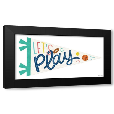 Lets Play Pennant Black Modern Wood Framed Art Print with Double Matting by Lady Louise Designs