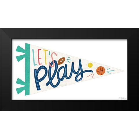 Lets Play Pennant Black Modern Wood Framed Art Print by Lady Louise Designs
