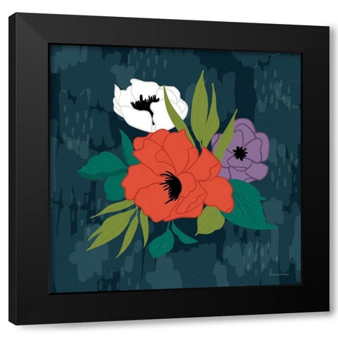 Bright Floral II Black Modern Wood Framed Art Print with Double Matting by Lady Louise Designs