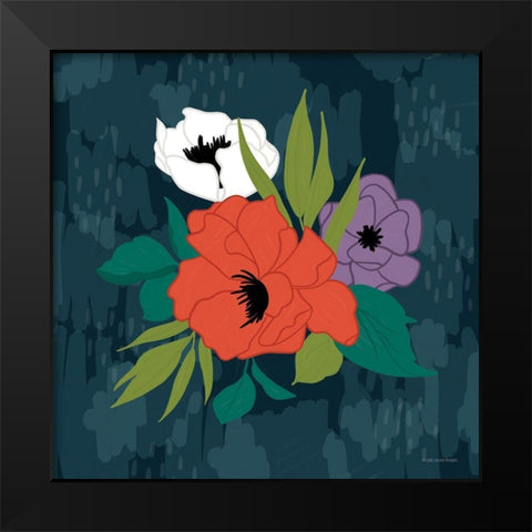 Bright Floral II Black Modern Wood Framed Art Print by Lady Louise Designs