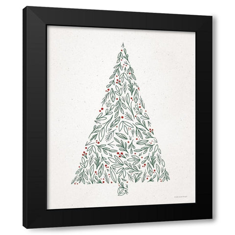 Floral Christmas Tree II  Black Modern Wood Framed Art Print by Lady Louise Designs
