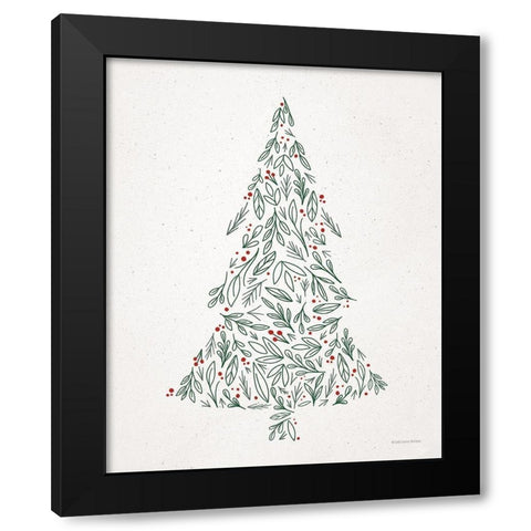 Floral Christmas Tree III  Black Modern Wood Framed Art Print by Lady Louise Designs