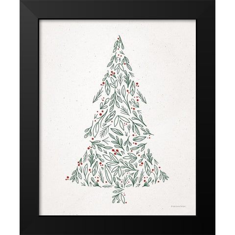 Floral Christmas Tree III  Black Modern Wood Framed Art Print by Lady Louise Designs