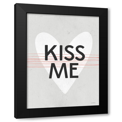 Kiss Me Black Modern Wood Framed Art Print with Double Matting by Lady Louise Designs