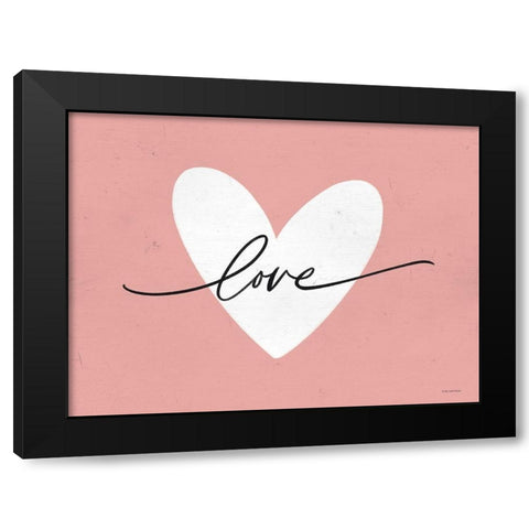 Love Heart Black Modern Wood Framed Art Print by Lady Louise Designs