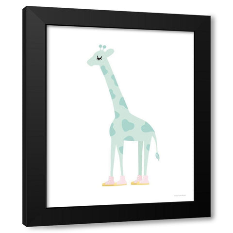 Giraffe Black Modern Wood Framed Art Print with Double Matting by Lady Louise Designs