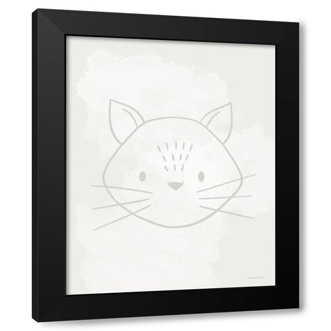 Soft Cat Black Modern Wood Framed Art Print by Lady Louise Designs