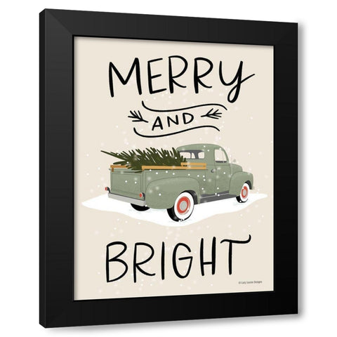 Merry Truck Black Modern Wood Framed Art Print by Lady Louise Designs