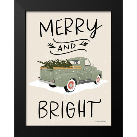 Merry Truck Black Modern Wood Framed Art Print by Lady Louise Designs
