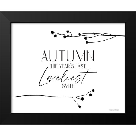 Autumn Smile Black Modern Wood Framed Art Print by Lady Louise Designs