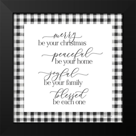 Merry be Your Christmas Black Modern Wood Framed Art Print by Lady Louise Designs