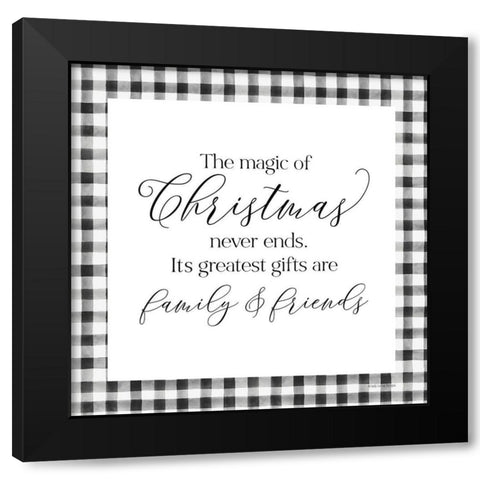The Magic of Christmas Never Ends Black Modern Wood Framed Art Print with Double Matting by Lady Louise Designs