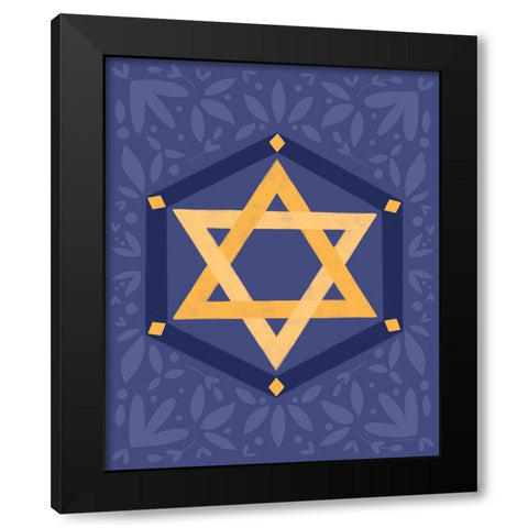 Star of David Black Modern Wood Framed Art Print with Double Matting by Lady Louise Designs