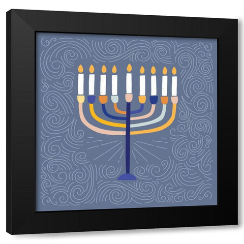 Deco Menorah Black Modern Wood Framed Art Print by Lady Louise Designs