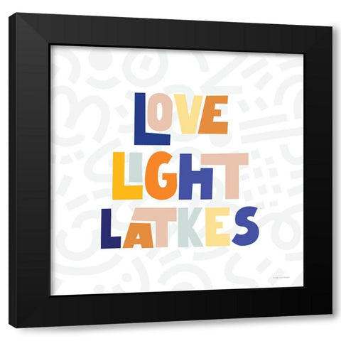 Love, Light Latkes Black Modern Wood Framed Art Print by Lady Louise Designs