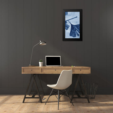 Ginkgo Branch in Blue III Black Modern Wood Framed Art Print by Cloverfield And Co.