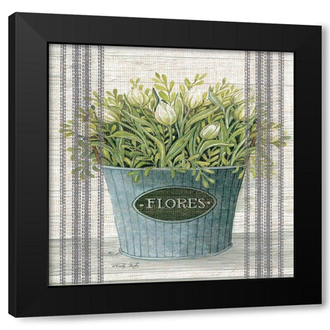 Galvanized Flores Black Modern Wood Framed Art Print with Double Matting by Jacobs, Cindy