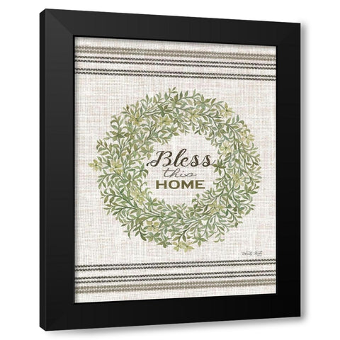 Bless This Home Wreath Black Modern Wood Framed Art Print with Double Matting by Jacobs, Cindy