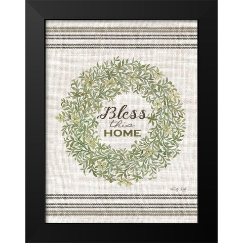 Bless This Home Wreath Black Modern Wood Framed Art Print by Jacobs, Cindy
