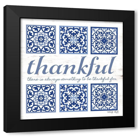 Thankful Tile Black Modern Wood Framed Art Print by Jacobs, Cindy