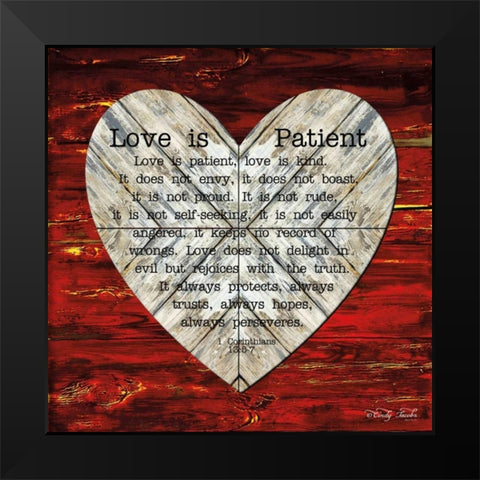 Love is Patient Black Modern Wood Framed Art Print by Jacobs, Cindy