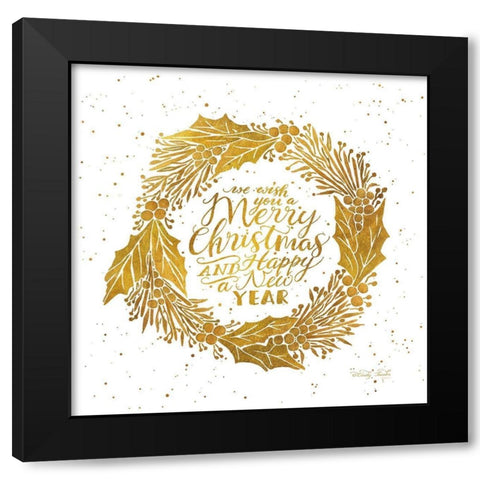 Merry Christmas and Happy New Year    Black Modern Wood Framed Art Print by Jacobs, Cindy