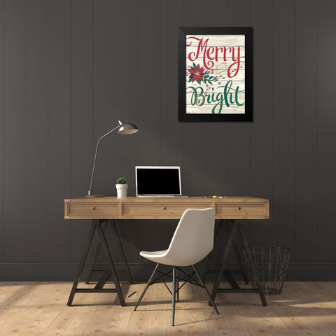 Merry and Bright Shiplap Black Modern Wood Framed Art Print by Jacobs, Cindy