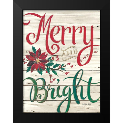 Merry and Bright Shiplap Black Modern Wood Framed Art Print by Jacobs, Cindy