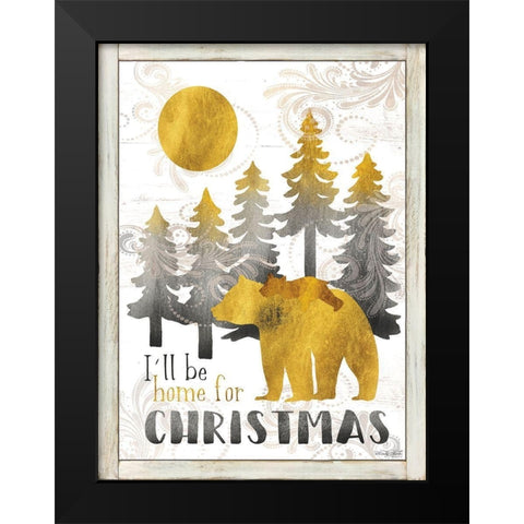 Merry Christmas and Happy New Year Black Modern Wood Framed Art Print by Jacobs, Cindy