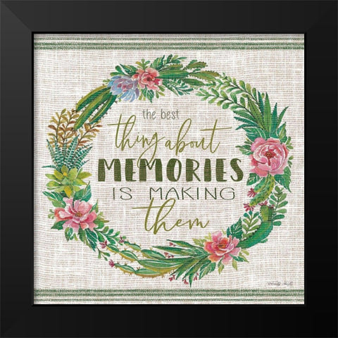 Making Memories Succulent Wreath Black Modern Wood Framed Art Print by Jacobs, Cindy