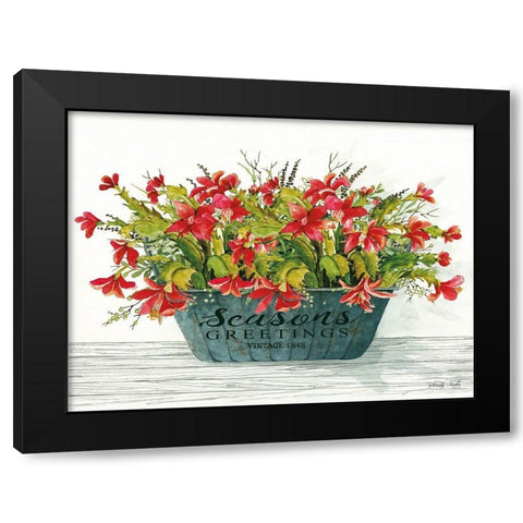Seasons Greetings Pot Black Modern Wood Framed Art Print with Double Matting by Jacobs, Cindy