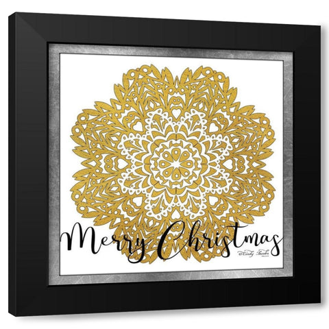 Merry Christmas Mandala   Black Modern Wood Framed Art Print with Double Matting by Jacobs, Cindy