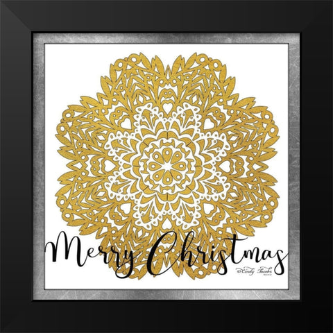 Merry Christmas Mandala   Black Modern Wood Framed Art Print by Jacobs, Cindy