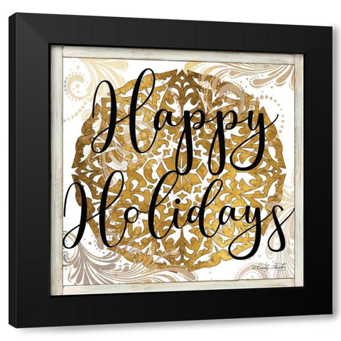 Happy Holidays Mandala II   Black Modern Wood Framed Art Print by Jacobs, Cindy