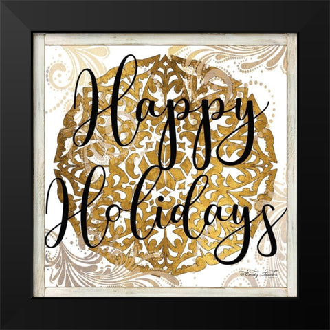Happy Holidays Mandala II   Black Modern Wood Framed Art Print by Jacobs, Cindy
