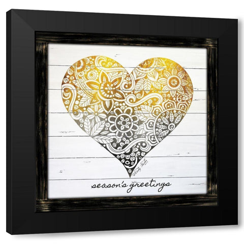 Zen Seasons Greeting Heart   Black Modern Wood Framed Art Print by Jacobs, Cindy