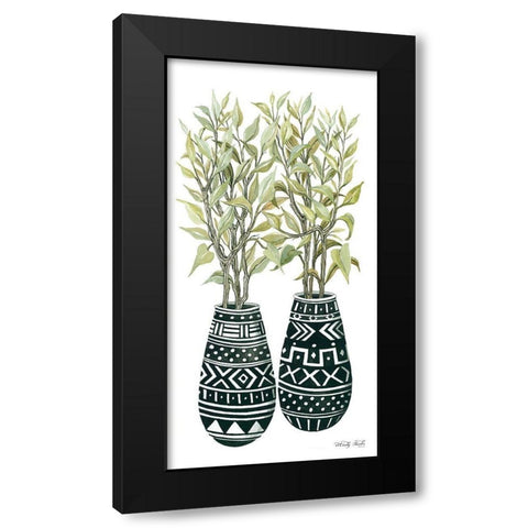 Mud Cloth Vase I   Black Modern Wood Framed Art Print with Double Matting by Jacobs, Cindy