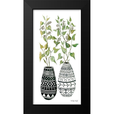 Mud Cloth Vase IV    Black Modern Wood Framed Art Print by Jacobs, Cindy
