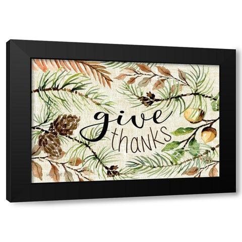 Give Thanks Black Modern Wood Framed Art Print by jacobs, Cindy