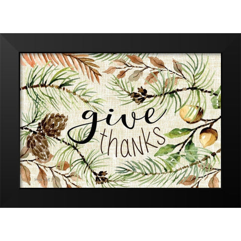 Give Thanks Black Modern Wood Framed Art Print by jacobs, Cindy