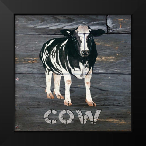 Cow Black Modern Wood Framed Art Print by Jacobs, Cindy