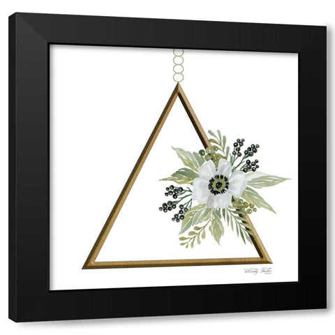 Geometric Triangle Muted Floral II Black Modern Wood Framed Art Print with Double Matting by Jacobs, Cindy