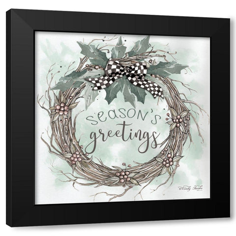Seasons Greetings  Black Modern Wood Framed Art Print by Hallowell, Britt
