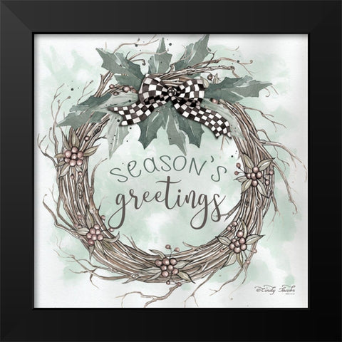 Seasons Greetings  Black Modern Wood Framed Art Print by Hallowell, Britt